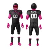 Custom Football Uniform in black and pink with personalized player name and number