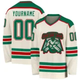 Custom sublimated gear from a professional ice hockey jerseys manufacturer on display