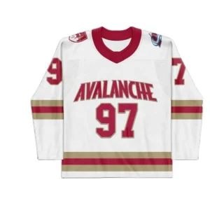 Full squad wearing custom printed wholesale ice hockey jerseys on the ice rink