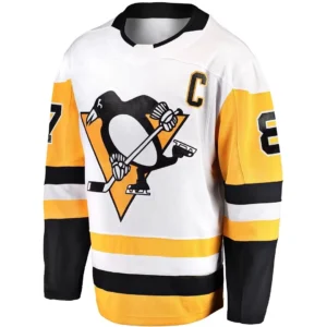 Custom sublimated ice hockey jerseys displayed in team colors on a stadium mannequin