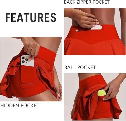Pickleball Uniform | Women's White Top Red Skirt Set