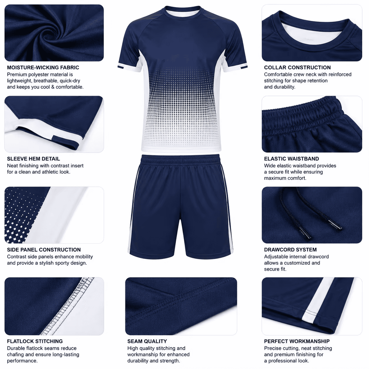 Pickleball Uniform | Men's Navy Gradient Shirt Set