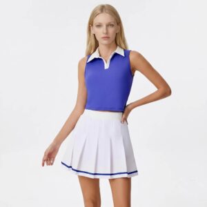 Women's pickleball uniform pleated skirt and vest set