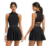 Women's pickleball uniform quick dry V-neck pleated skirt set