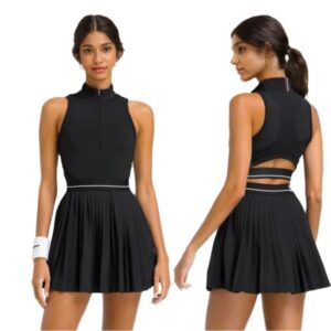 Women's pickleball uniform quick dry V-neck pleated skirt set
