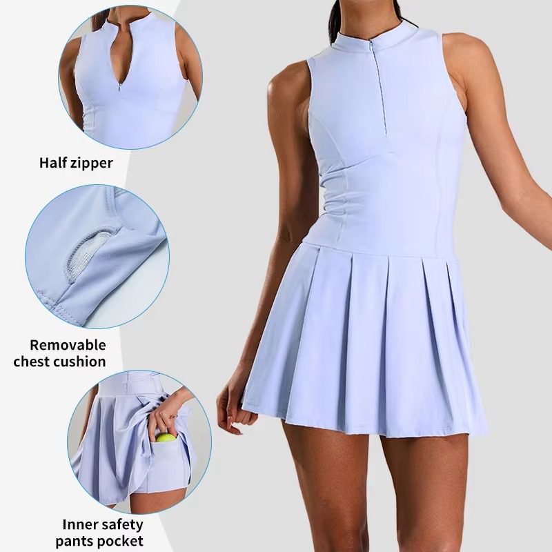 Pickleball Uniform | Women's Zip-Up Sleeveless Dress