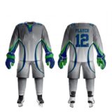 ice hockey uniform custom goalie design with applique numbers