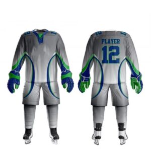 ice hockey uniform custom goalie design with applique numbers